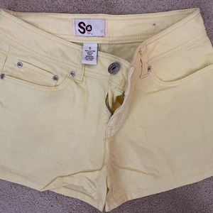 S O yellow denim shorts
